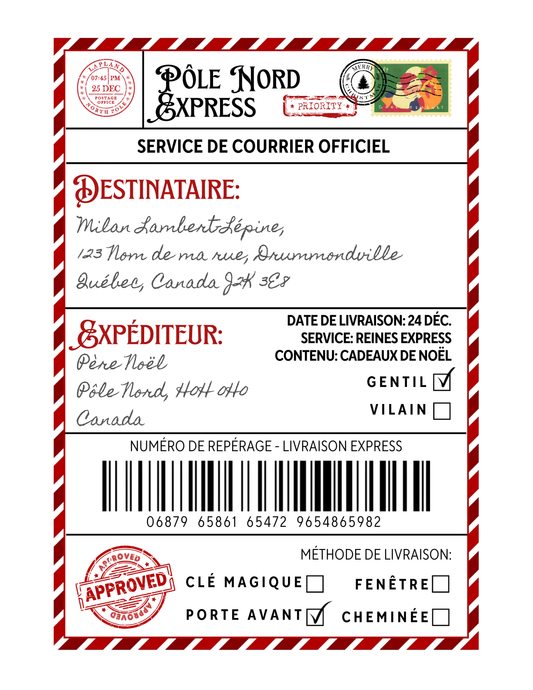 (4) Étiquettes - Livraison du Pôle Nord