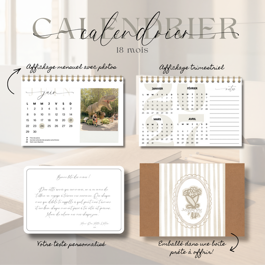Calendrier Souvenirs — 18 mois (Édition Fête des Mères)